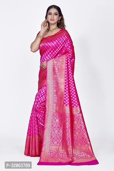 Elegant Art Silk Zari Woven Women Saree with Blouse piece-thumb3