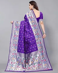 Stylish Blue Art Silk Printed Banarasi Saree With Blouse Piece For Women-thumb1