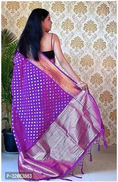 Elegant Art Silk Zari Woven Women Saree with Blouse piece-thumb2