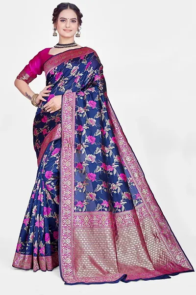 Best Selling Silk Blend Saree with Blouse piece 