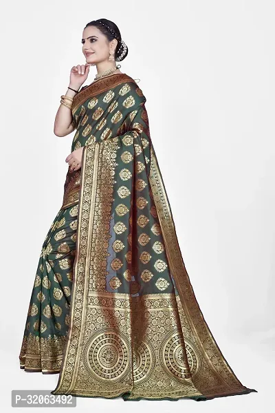 Elegant Art Silk Zari Woven Women Saree with Blouse piece-thumb3