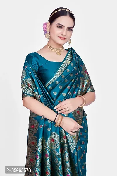 Elegant Art Silk Zari Woven Women Saree with Blouse piece-thumb3