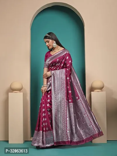 Elegant Art Silk Zari Woven Women Saree with Blouse piece-thumb3