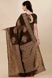 Stylish Art Silk Brown Zari Woven Saree with Blouse piece-thumb1