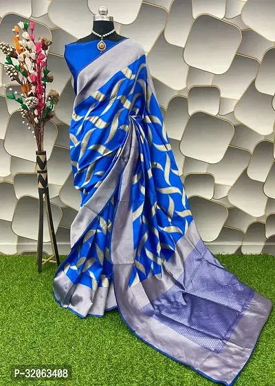 Elegant Art Silk Zari Woven Women Saree with Blouse piece-thumb0