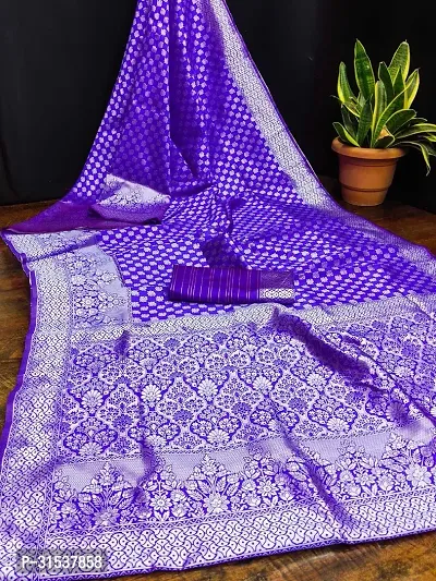 Stylish Art Silk Purple Zari Woven Saree with Blouse piece-thumb0