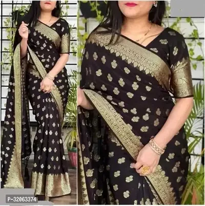 Elegant Art Silk Zari Woven Women Saree with Blouse piece-thumb0