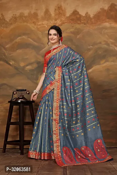 Elegant Art Silk Zari Woven Women Saree with Blouse piece-thumb2