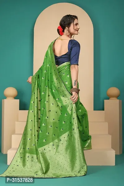 Stylish Jacquard::Art Silk Green Zari Woven Saree with Blouse piece-thumb2