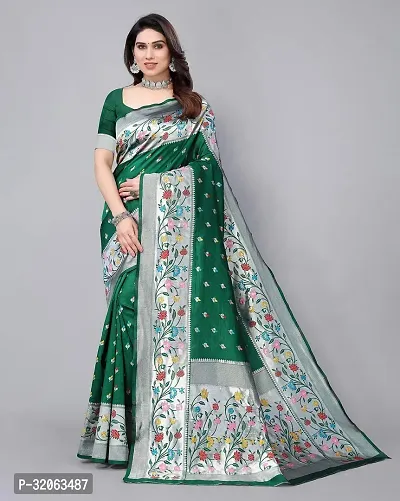 Elegant Art Silk Zari Woven Women Saree with Blouse piece-thumb0