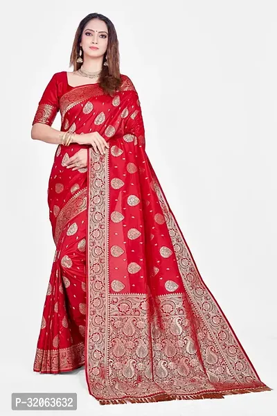 Elegant Art Silk Zari Woven Women Saree with Blouse piece