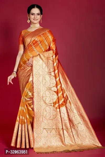 Elegant Organza Zari Woven Women Saree with Blouse piece-thumb0