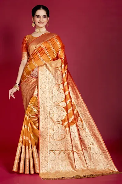 Beautiful Organza Jacquard Saree with Blouse Piece For Women