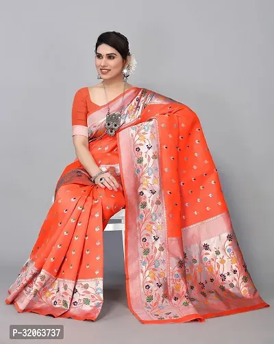 Elegant Art Silk Zari Woven Women Saree with Blouse piece-thumb4