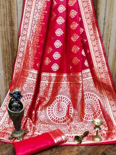 Fancy Litchi Silk Saree with Blouse Piece for Women