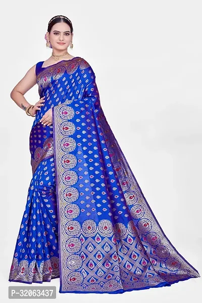 Elegant Art Silk Zari Woven Women Saree with Blouse piece