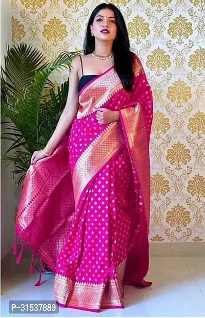 Stylish Art Silk Purple Zari Woven Saree with Blouse piece-thumb0