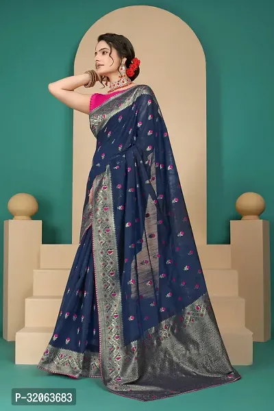 Elegant Art Silk Zari Woven Women Saree with Blouse piece-thumb3