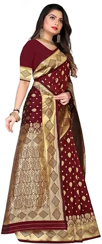 Elegant Art Silk Zari Woven Women Saree with Blouse piece-thumb2