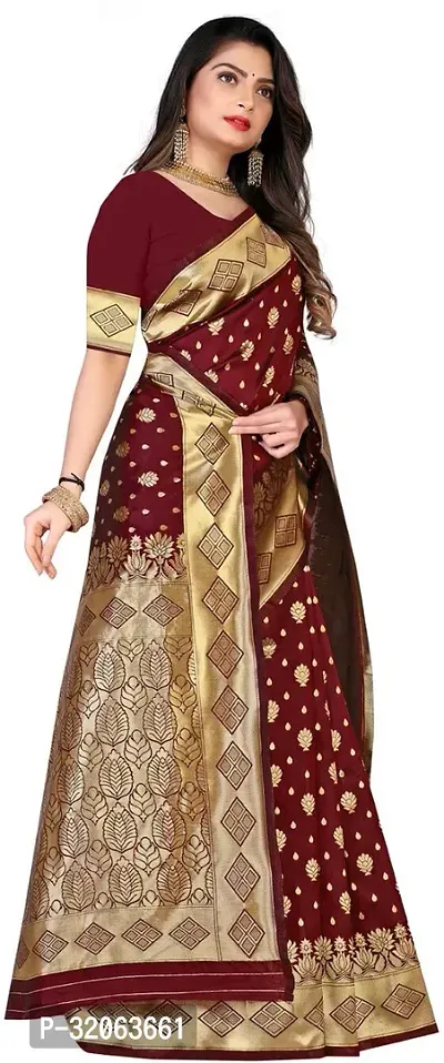 Elegant Art Silk Zari Woven Women Saree with Blouse piece-thumb3