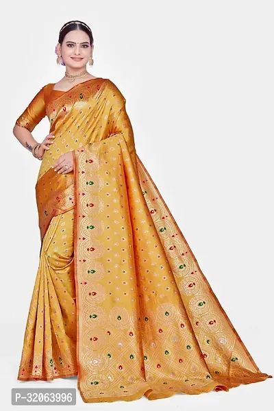 Elegant Art Silk Zari Woven Women Saree with Blouse piece-thumb0