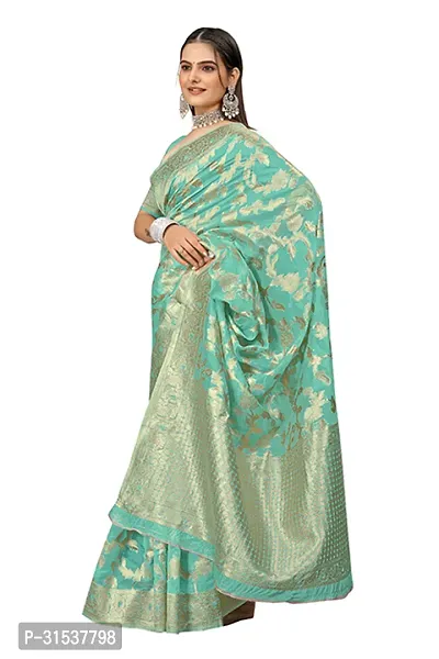 Stylish Art Silk Light Green Zari Woven Saree with Blouse piece-thumb2