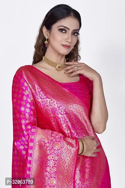 Elegant Art Silk Zari Woven Women Saree with Blouse piece-thumb5