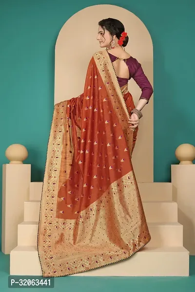 Elegant Art Silk Zari Woven Women Saree with Blouse piece-thumb2