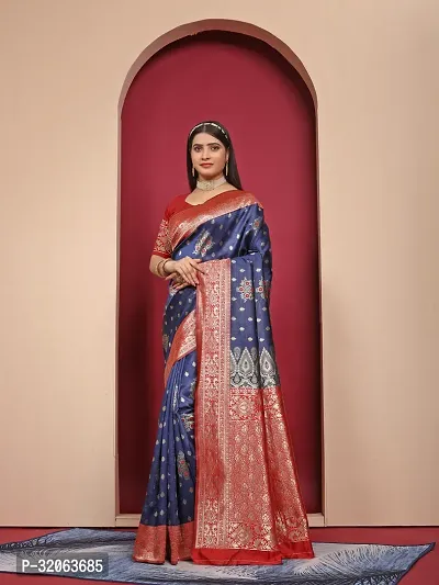 Elegant Art Silk Zari Woven Women Saree with Blouse piece-thumb0