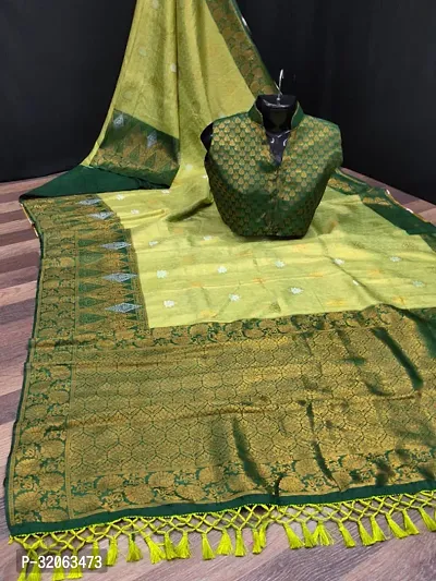 Elegant Art Silk Zari Woven Women Saree with Blouse piece-thumb0