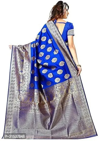 Stylish Art Silk Light Blue Zari Woven Saree with Blouse piece-thumb2