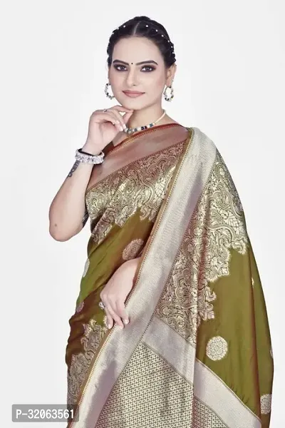 Elegant Art Silk Zari Woven Women Saree with Blouse piece-thumb5