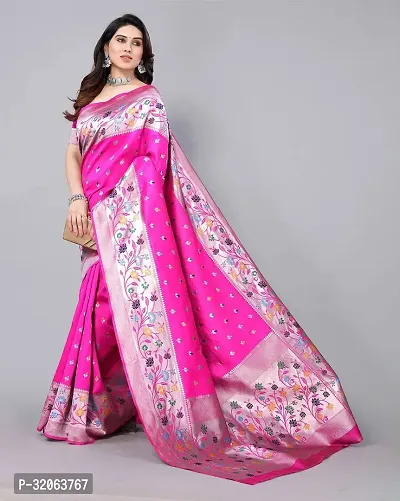 Elegant Art Silk Zari Woven Women Saree with Blouse piece-thumb4