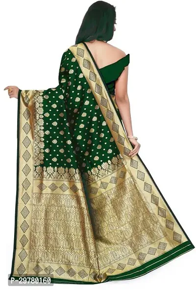 Stylish Green Art Silk Printed Banarasi Saree With Blouse Piece For Women-thumb2