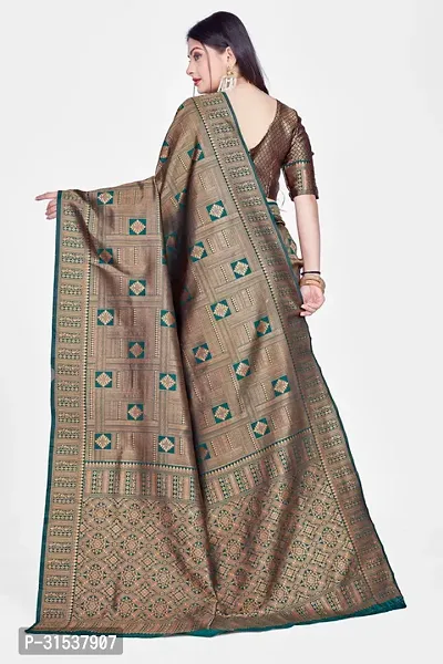 Stylish Art Silk Dark Green Zari Woven Saree with Blouse piece-thumb4