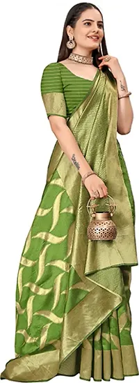 Elegant Art Silk Zari Woven Women Saree with Blouse piece-thumb3