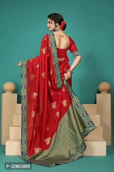 Elegant Art Silk Zari Woven Women Saree with Blouse piece-thumb3