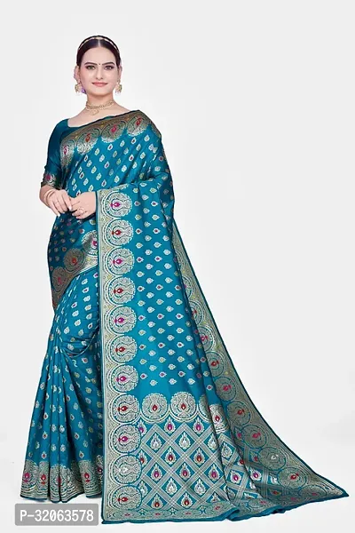 Elegant Art Silk Zari Woven Women Saree with Blouse piece-thumb0