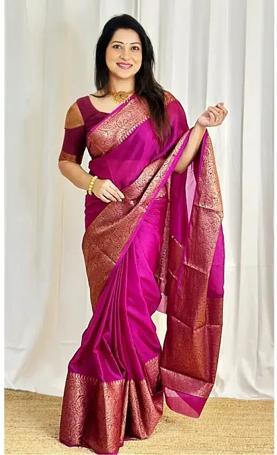 Stylish Art Silk Zari Woven Saree with Blouse piece