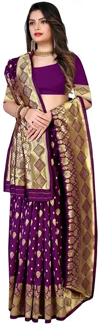 Elegant Art Silk Zari Woven Women Saree with Blouse piece-thumb3