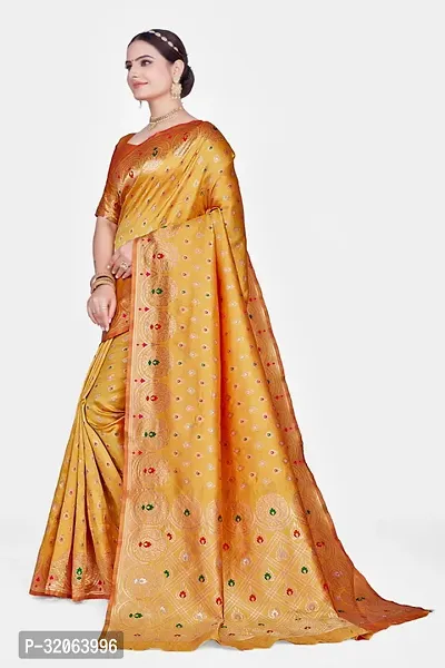 Elegant Art Silk Zari Woven Women Saree with Blouse piece-thumb3