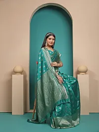 Stylish Art Silk Light Green Zari Woven Saree with Blouse piece-thumb2