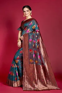 Elegant Organza Zari Woven Women Saree with Blouse piece-thumb2