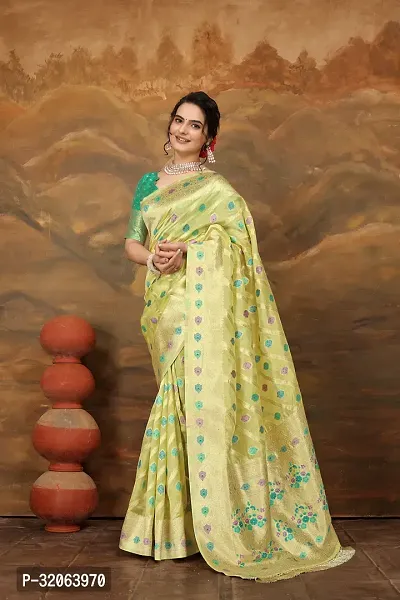 Elegant Organza Zari Woven Women Saree with Blouse piece-thumb2