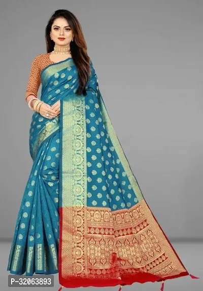 Elegant Art Silk Zari Woven Women Saree with Blouse piece