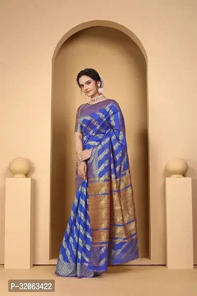 Elegant Art Silk Zari Woven Women Saree with Blouse piece-thumb3