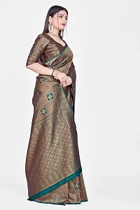 Stylish Art Silk Dark Green Zari Woven Saree with Blouse piece-thumb2