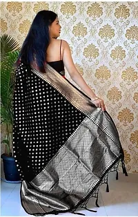 Stylish Black Art Silk Printed Kanjivaram Saree With Blouse Piece For Women-thumb1