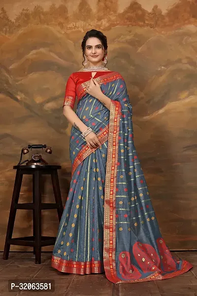 Elegant Art Silk Zari Woven Women Saree with Blouse piece