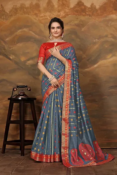 New In Art Silk Saree with Blouse piece 